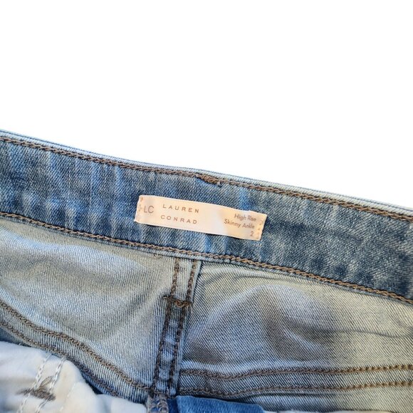 Lauren Conrad High-Rise Skinny Ankle Jeans Light Wash Distressed Womens 2 - Picture 4 of 4